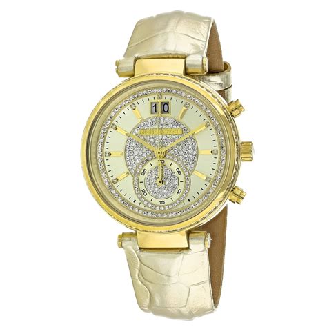 Michael Kors Women’s Sawyer Gold Dial Stainless Steel Watch